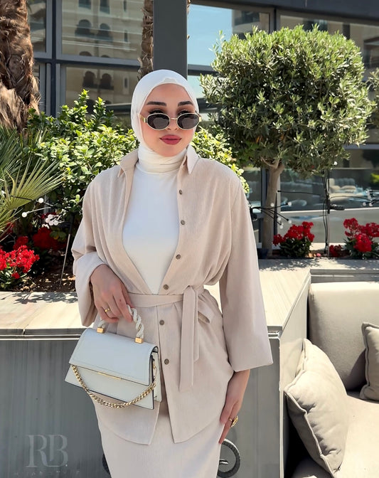 Beige skirt set