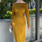 Mustard yellow Blouse and skirt satin set