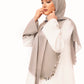 Beaded mirror white and gray abaya whith gray dress