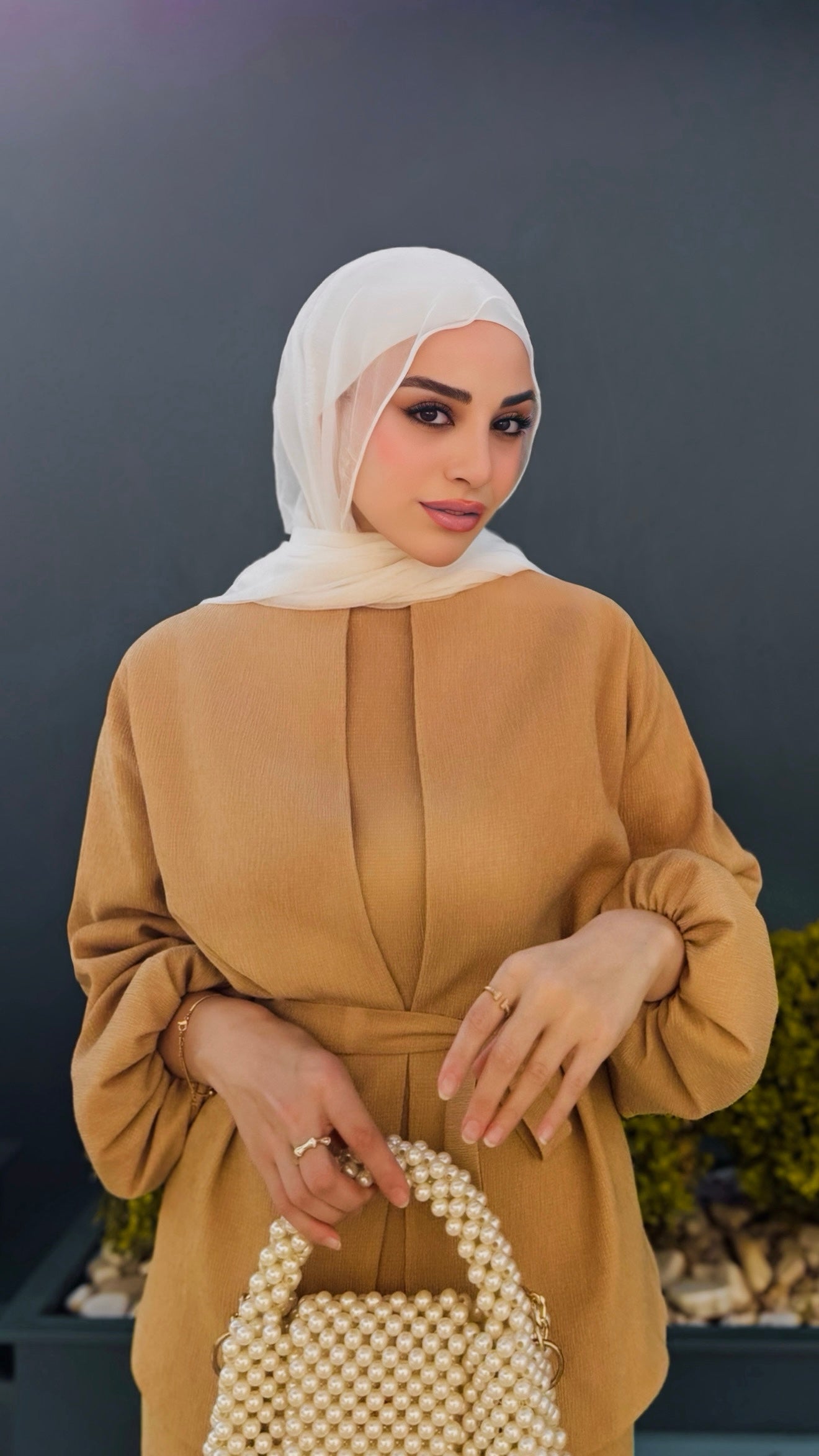 Bronzed gold dress with jacket set