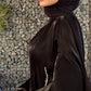 Handmade beaded abaya with black satin dress