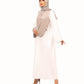 Beaded mirror white and gray abaya whith gray dress