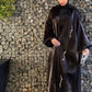 Handmade beaded abaya with black satin dress