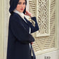 Black Abaya with Gold Embroidery sarma and Nol