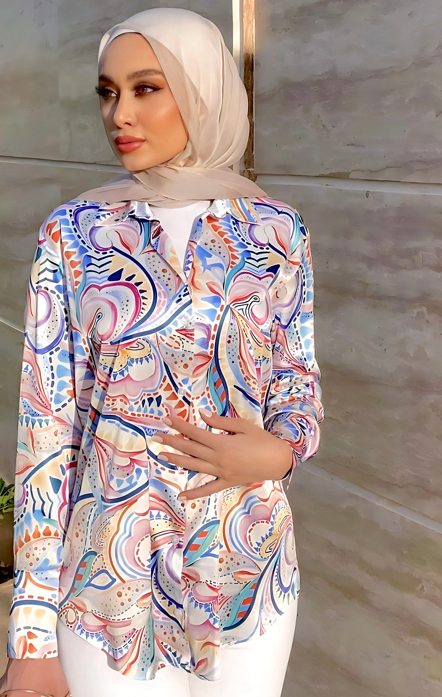 Printed satin blouse