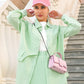 Light Green drop shoulder blouse and pants set