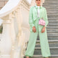 Light Green drop shoulder blouse and pants set