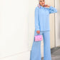 Blue pocket Shirt and Wide Leg Pants Set