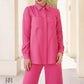 Fuchsia pocket Shirt and Wide Leg Pants Set