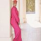 Fuchsia pocket Shirt and Wide Leg Pants Set