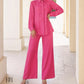 Fuchsia pocket Shirt and Wide Leg Pants Set