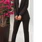 Brown lapel collar satin formal suit