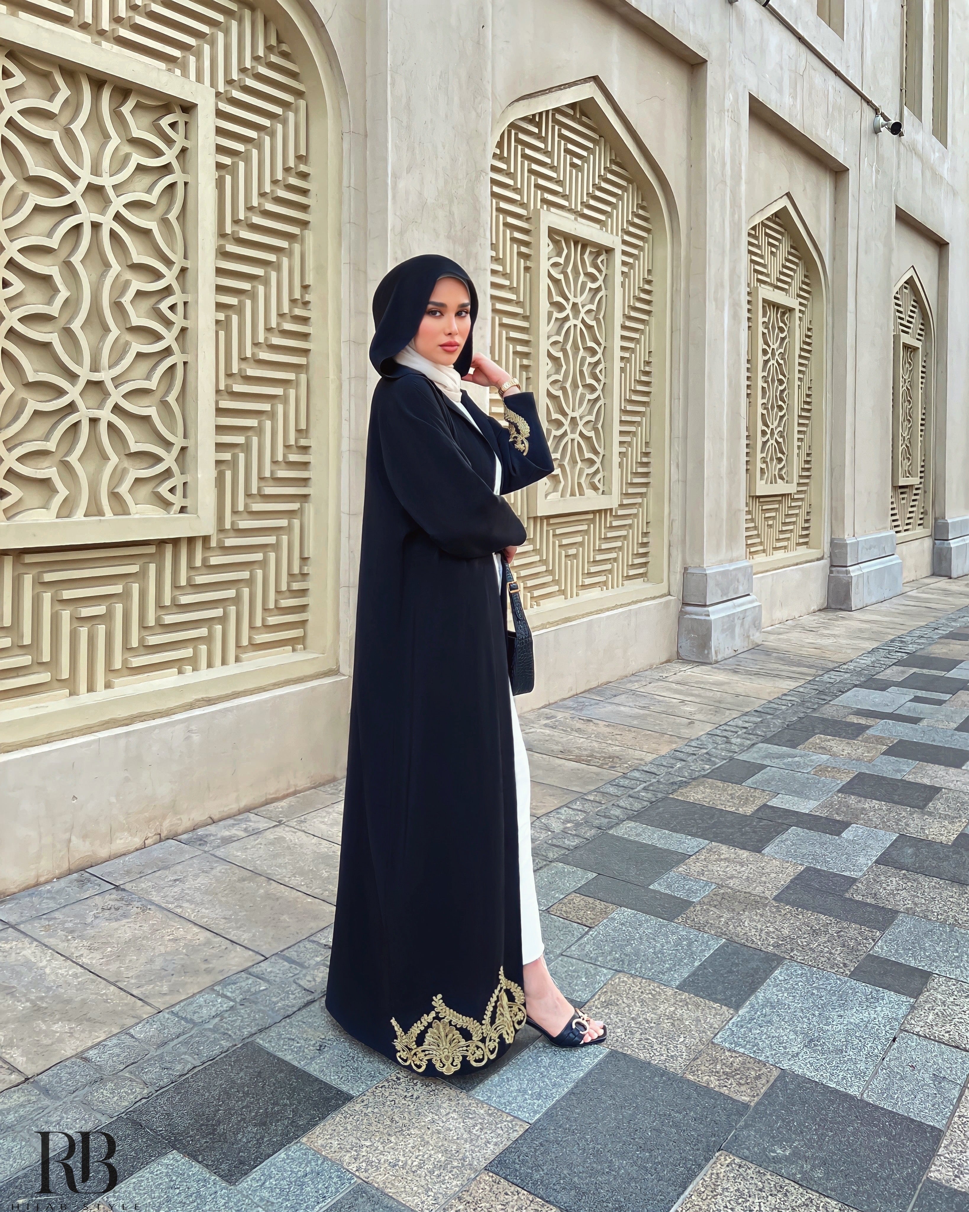 Black fashion and gold abaya